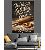 Without Gluten Bakery Tipografik Tasarım Dekoratif Kanvas - Mdf Ahşap Tablo