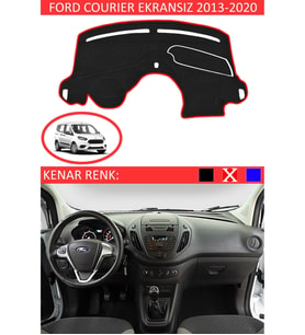 Ford Courier Ekransız 2013-2020 İçin Uygun Torpido Koruma Halısı Siyah Kenar Renk Kırmızı