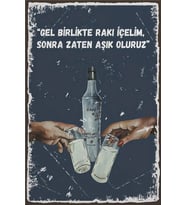 Gel Birlikte Içelim Yazılı Retro Ahşap Poster - Baskılı Tablo