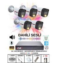 FURY 5 li Sesli Gece Renkli Görüş Güvenlik Kamerası Su Geçirmez Güvenlik Kamerası Seti 1TB