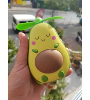Sevimli Avokado Tasarımlı Led Işıklı USB Kablolu Mini Fan I Masa Üstü Ve Boyun Kullanımı Vantilatör. (Yeşil)