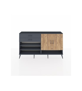 Arges Konsol 4 Raflı 2 Çekmeceli 2 Kapaklı 176x30x99 Antrasit-Çam/Antrasit