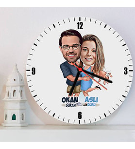 Tektaş Yüzük Karikatürlü Sevgiliye Hediye Kişiye Özel Duvar Saati