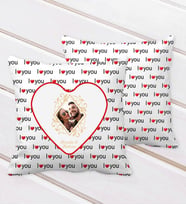 BK Gift Kişiye Özel İsimli Fotoğraflı I Love You Kalp Desenli Dekoratif Kırlent Yastık-1 (Beyaz)