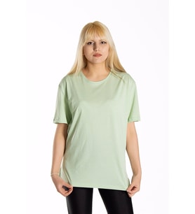Kadın Yeşil Basic Bisiklet Yaka Oversize Pamuklu T-shirt 22Y-3400761-K1