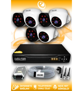 ELITCAM 6 Kameralı Uzay 3 İç Kamera Set HDD'siz Full HD Gece Görüşlü Güvenlik Kamerası Sistemi