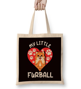 Little Fur Ball Pomeranian Pommy Pom Dog Breed German Spitz Bez Çanta Uzun Saplı
