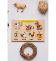 Çiftlik Hayvanları Puzzle Eğitici Ahşap Bul Tak Yapboz