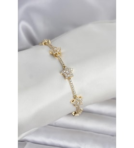 Pirinç Gold Renk Yıldız Model Zirkon Taşlı Kadın Bileklik 5886 - SSSSSS5424-7087
