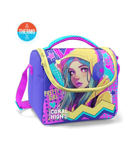 Coral High Kids Lavanta Turkuaz Kulaklıklı Kız Desenli Thermo Beslenme Çantası 11871