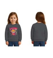 Unisex Labubu Baskılı Çocuk Swaetshirt 3 İplik Şardonlu (Füme)