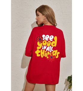 Unisex Good things Tasarım T-shirt (Kırmızı)