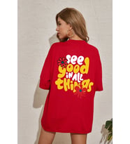 Unisex Good things Tasarım T-shirt (Kırmızı)