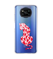 Poco X3 Pro Uyumlu Çita ve Kalp Desenli Şeffaf Telefon Kılıfı