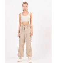 Kız Çocuk Keten Atlet Crop Bluz (Bej)