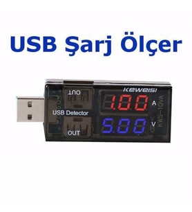 USB Akım Ölçer Çift USB Çıkışlı Voltmetre Ampermetre Ölçüm Aleti