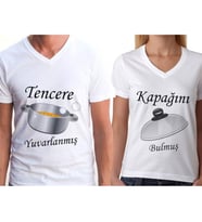 sevgili t-shirtleri tencere yuvarlanmış kapağını bulmuş ikili t-shirt
