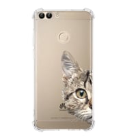 Huawei P Smart Uyumlu Köşe Korumalı Antişok Kapak Catface Tasarımlı Şeffaf Silikon Kılıf