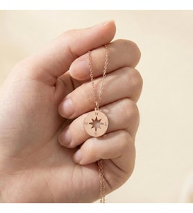 Minimal Pusula Model Kolye 925K Gümüş (Rose)