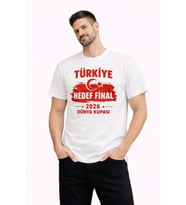Erkek TÜRKİYE Baskılı Tişört Ay Yıldız 2026 Dünya Kupası Taraftar Forma T-Shirt - Beyaz