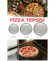 Pratik Lüx Paslanmaz Çelik Pizza Pişirme Altlığı 3 Lü Tepsi Seti (20-22-24 Cm) Pizza