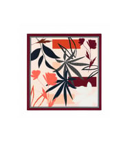 Bordo Çiçek Desenli 50x50 Saten Fular Kadın Boyun Fuları