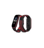 Mi Band 4 Spor Delikli Kordon - Siyah-Kırmızı