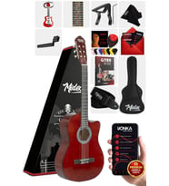 Midex CG-395BR Kahve Renk Kesik Klasik Gitar 4/4 Yetişkin Boy Sap Ayarlı Full Set