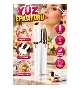 USB Şarjlı LED Işıklı Yüz Epilatörü Kaş Bıyık Tüy Alma Aleti Çift Başlıklı