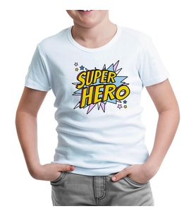 Super Hero Logo Beyaz Çocuk Tshirt