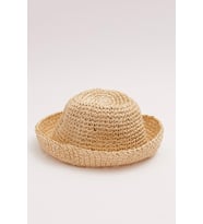 Kadın Hasır Bucket Şapka Naturel Ayarlanabilir Kova Plaj Şapkası Bej