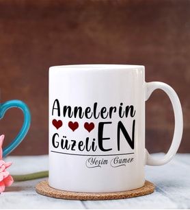 Kişiye Özel Annelerin En Güzeli Tasarımlı Kupa (Beyaz)