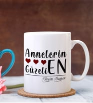 Kişiye Özel Annelerin En Güzeli Tasarımlı Kupa (Beyaz)