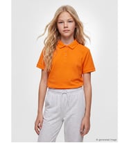 LCW Kids Turuncu Polo Yaka Kız Çocuk Pike Tişört