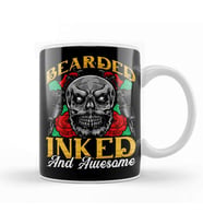 Bearded Inked And Awesome Funny Tattooed Dad Kupa Bardak Porselen
