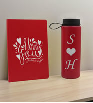 BK Gift Sevgiliye Özel İsimli Kırmızı Defter ve Cam Matara Hediye Seti-9, Sevgiliye Hediye, Sevgililer Günü, Yeni İş Hediyesi