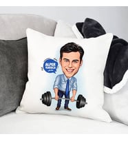 Kişiye Özel Halter Kaldıran Erkek Karikatürlü Yastık