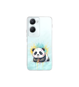 Vivo Y18 ile Uyumlu Splash Panda Tasarımlı Şeffaf Silikon Kılıf
