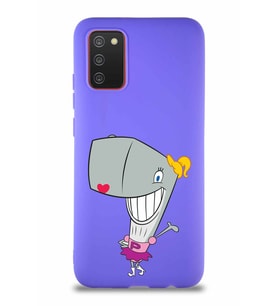 Samsung Galaxy A02S Soft Premier Kapak Pearl Yengeç Tasarımlı Silikon Kılıf - Mor (Şeffaf)