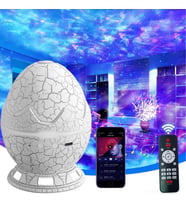 Çatlak Dinozor Yumurtası Tasarımlı Projektörlü Gece Lambası Bluetooth Özellikli