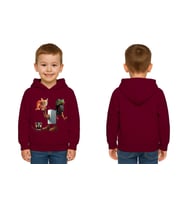 Unisex Brainrot Baskılı Çocuk Swaetshirt Kapüşonlu 3 İplik Şardonlu (Bordo)