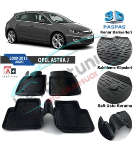 Opel Astra J Havuzlu 3D Paspas Niken Siyah 2011-2016