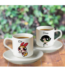 Power Puff Girl TasarımlıTürk Kahvesi Fincanı Seti İkili Kişiye Özel