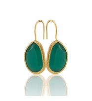 Kadir Jewellery 22 Ayar Altın Kaplama Fosil Taşlı Küpe -El İşçiliği Ve Hipoalerjenik Küpe