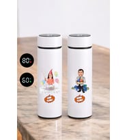 En Yakın Arkadaşa Doğum Günü Hediyesi Karikatürlü Dijital Sıcaklık Göstergeli Akıllı Çelik Termos