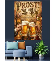 Prost Almanca Bira Motto Tablosu Dekoratif Kanvas - Mdf Ahşap Tablo