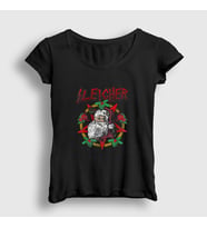 Presmono Kadın Siyah Sleigher Slayer Noel Baba Metal Yılbaşı T-Shirt 364952tt