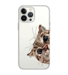 Iphone 15 Pro Uyumlu Tatlı Kedi Desenli Şeffaf Telefon Kılıfı