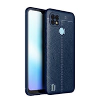 Realme C21 Kılıf Esnek Pu-Deri Leather-Pu Serisi Protected Case (Lacivert)