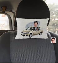 BK Gift Kişiye Özel Plakalı Erkek Renault Symbol Karikatürlü Dikdörtgen Araç Koltuk Yastığı-1